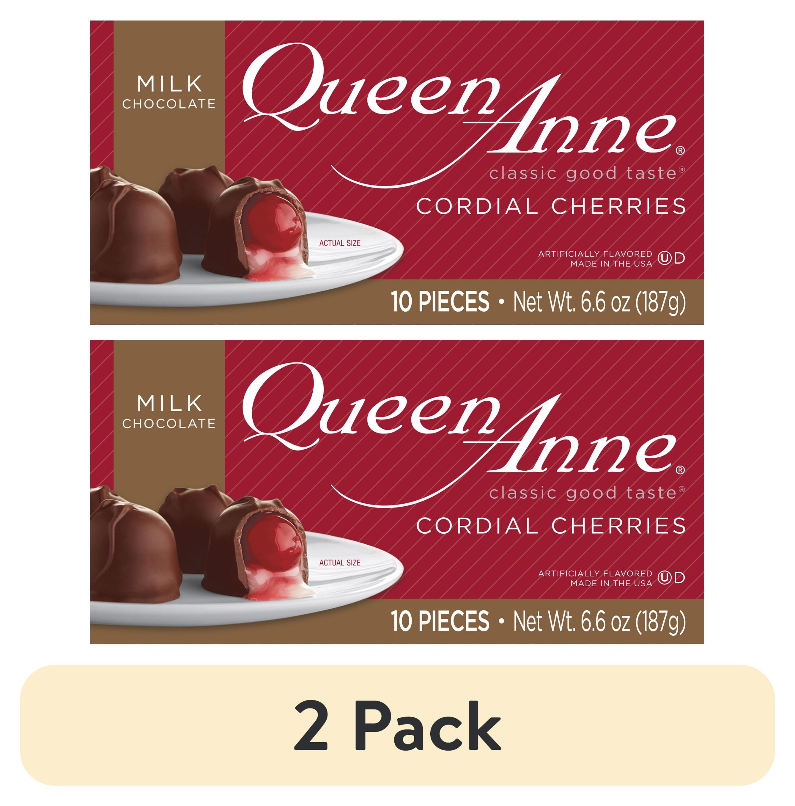 (2 pack) Queen Anne Milk Chocolate Cordial Cherries, 6.6 oz Box, 10 Pieces
