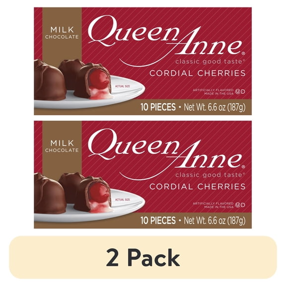 (2 pack) Queen Anne Milk Chocolate Cordial Cherries, 6.6 oz Box, 10 Pieces