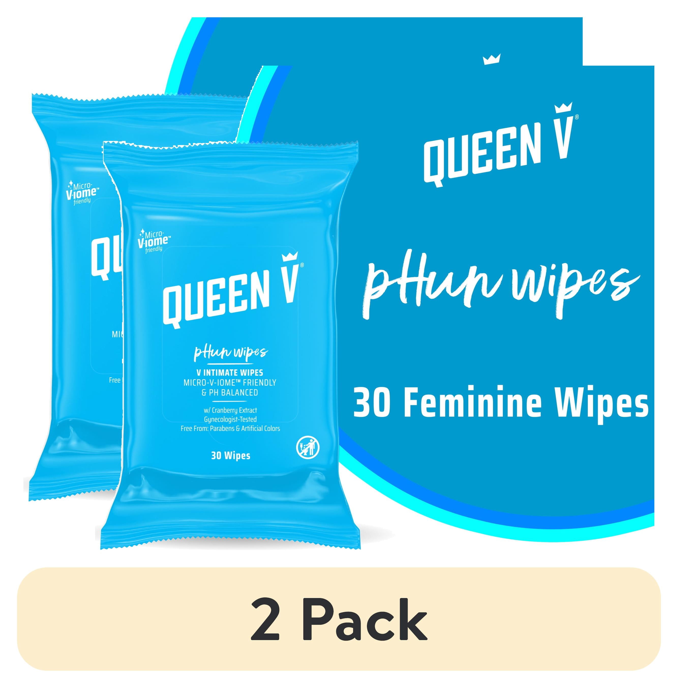 (2 pack) Queen V Feminine Hygiene Wet Wipes, PH Balanced, Convenient Resealable Pack, 30 Count
