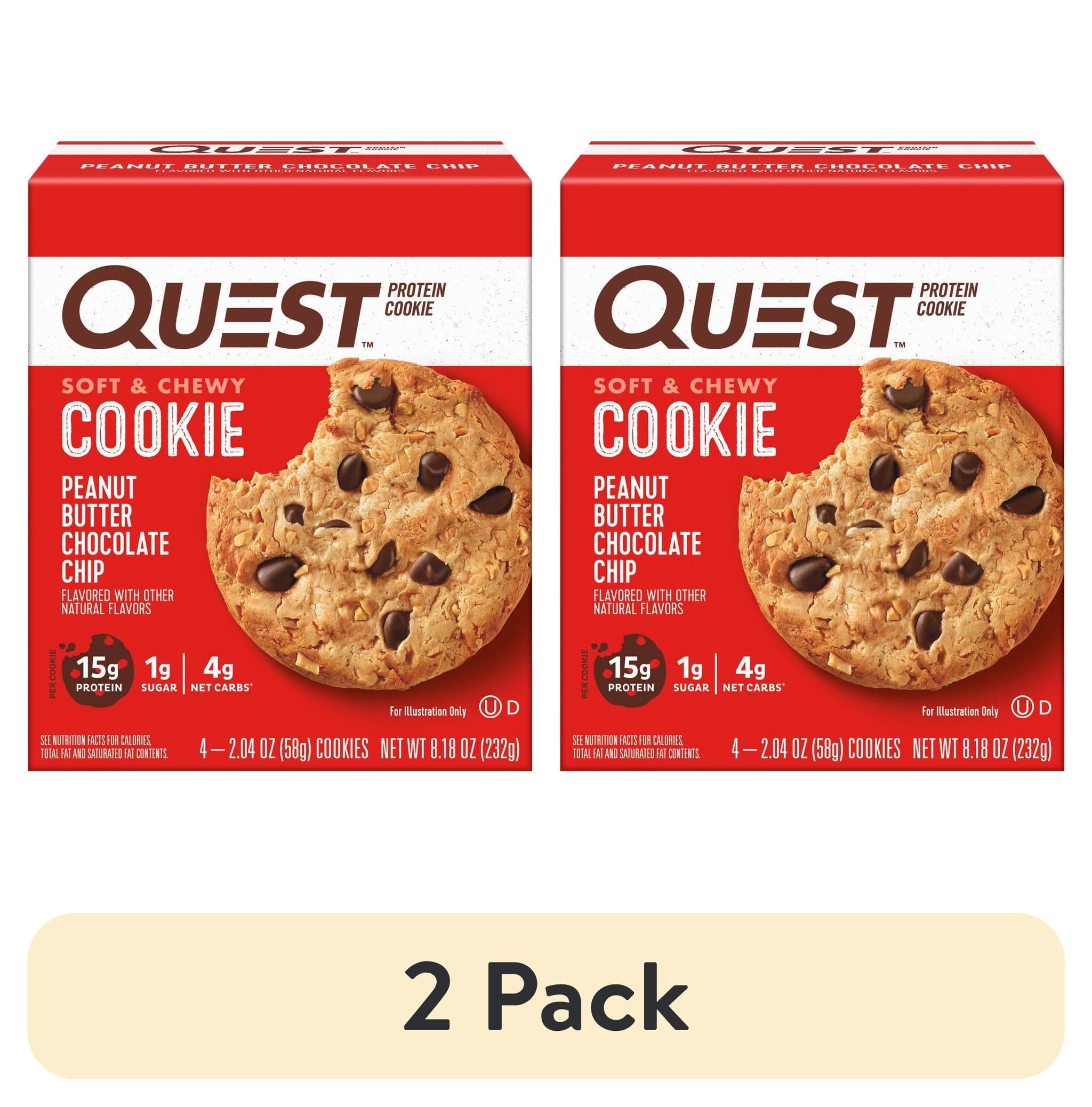 (2 pack) Quest Protein Cookies, High Protein, Peanut Butter Chocolate Chip, 4 Ct