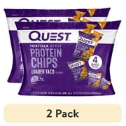 (2 pack) Quest Tortilla Style Protein Chips, Loaded Taco Flavor, Baked, Low Carb, 4 Count