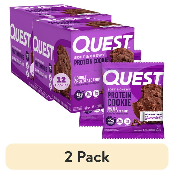 (2 pack) Quest Protein Cookie, Double Chocolate Chip, 15g Protein, 12 Ct
