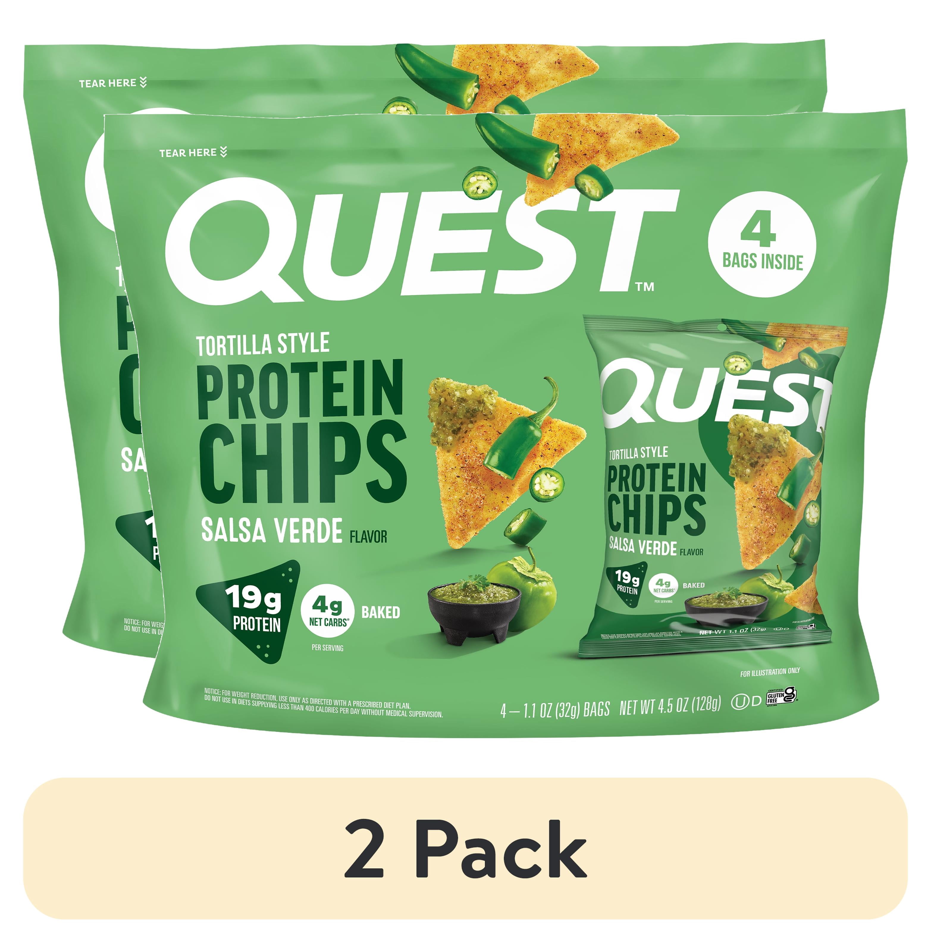 Quest Routine Bags (2 pack) Quest Tortilla Style Protein Chips, Salsa Verde Flavored ...