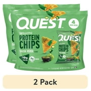 (2 pack) Quest Tortilla Style Protein Chips, Salsa Verde Flavored, Baked, 1.1oz, 4 Bags