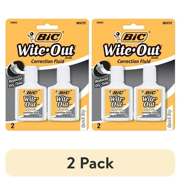 BIC Wite-Out Quick Dry Correction Fluid, 0.7 oz, White, 2 Count