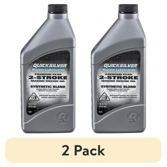 (2 pack) Quicksilver 8M0116447 Advanced Premium Plus TC-W3 2-Cycle Outboard Synthetic Blend Oil, 16oz Bottle
