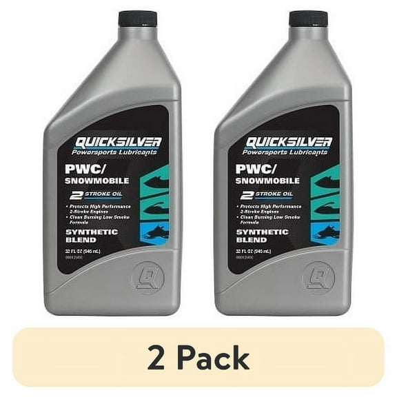 (2 pack) Quicksilver 8M0169033, 2-Stroke PWC/Snowmobile Engine Oil – Premium Synthetic Blend – 1 Qt.