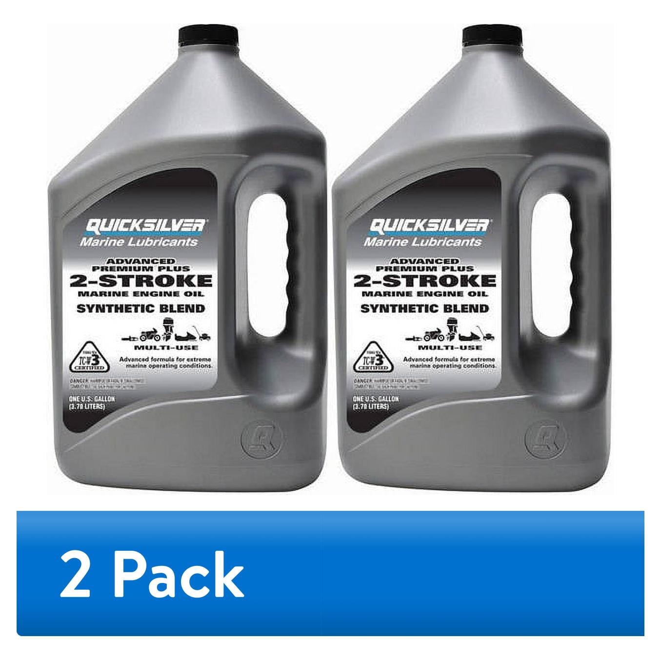 (2 pack) Quicksilver Premium Plus 2-Stroke Synthetic Blend Marine Oil - 1 Gallon