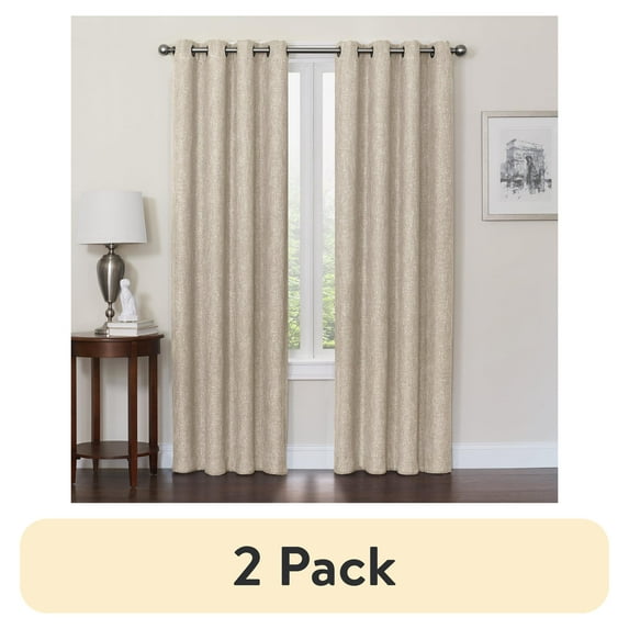 (2 pack) Quinn Blackout Single Curtain Lined Grommet Panel, 50" x 84", Linen