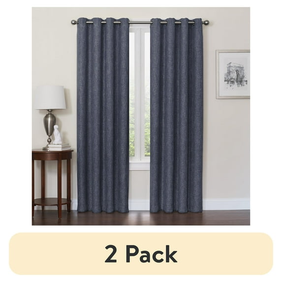 (2 pack) Quinn Blackout Single Curtain Lined Grommet Panel, 50" x 84", Navy