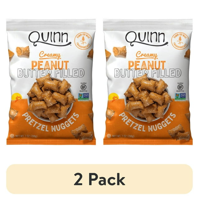(2 pack) Quinn Gluten Free Peanut Butter Filled Pretzel Nuggets, 7 oz