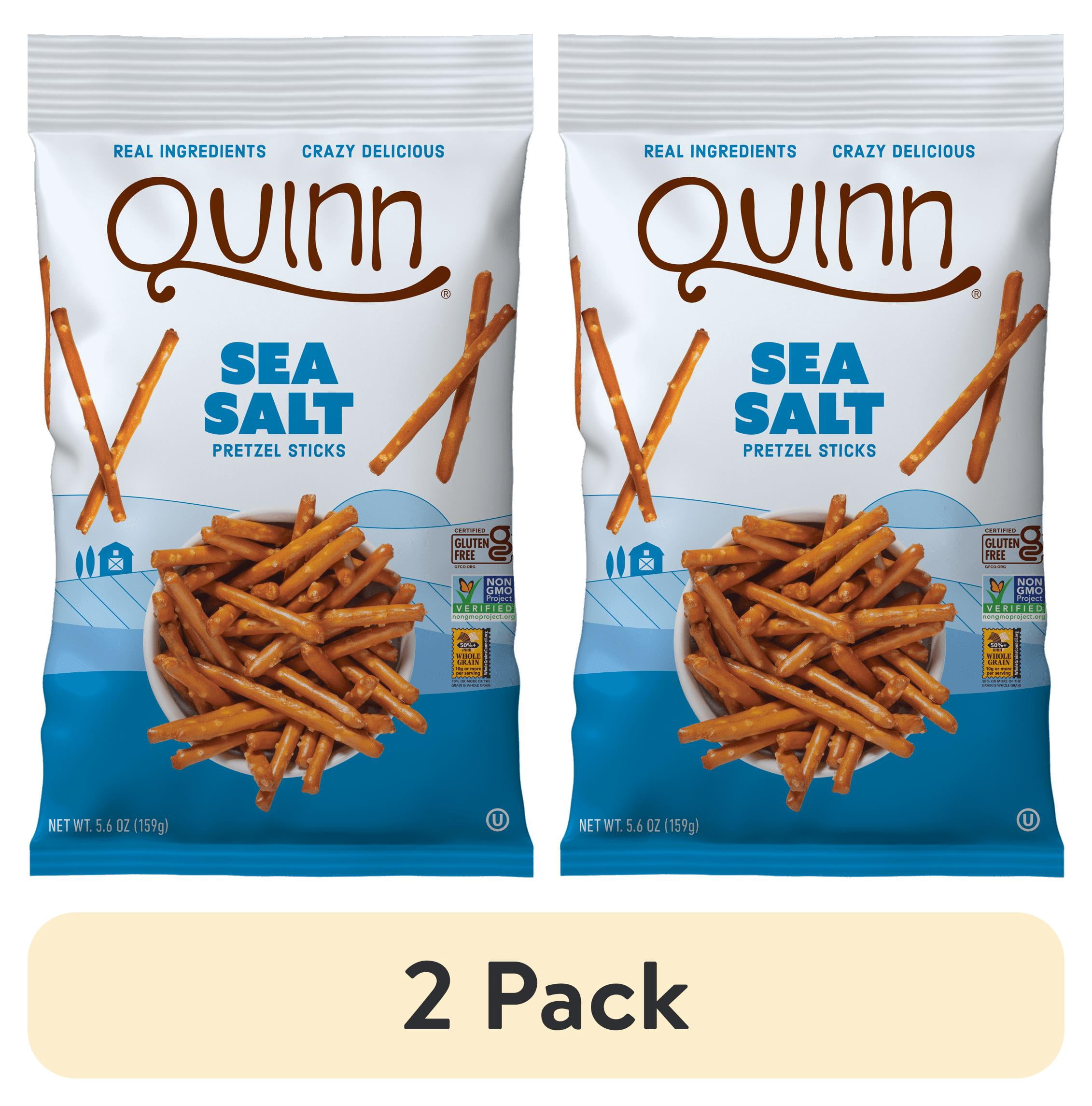 (2 pack) Quinn Gluten Free Sea Salt Pretzels Sticks, 5.6 oz