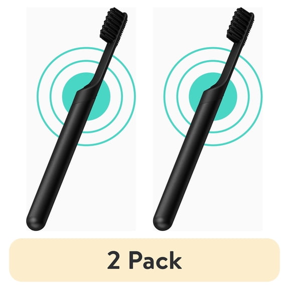 (2 pack) Quip Adult Smart Electric Toothbrush, Built-in Timer + Travel Case, All Black Full Head