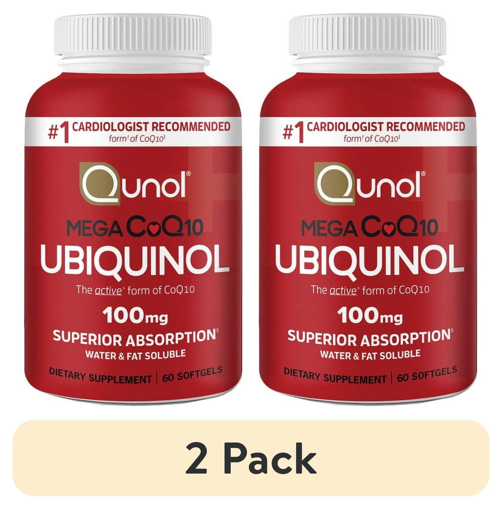 (2 pack) Qunol Mega Ubiquinol CoQ10 Softgels, 100mg, Antioxidant Supplement for Heart Health, 60 Count