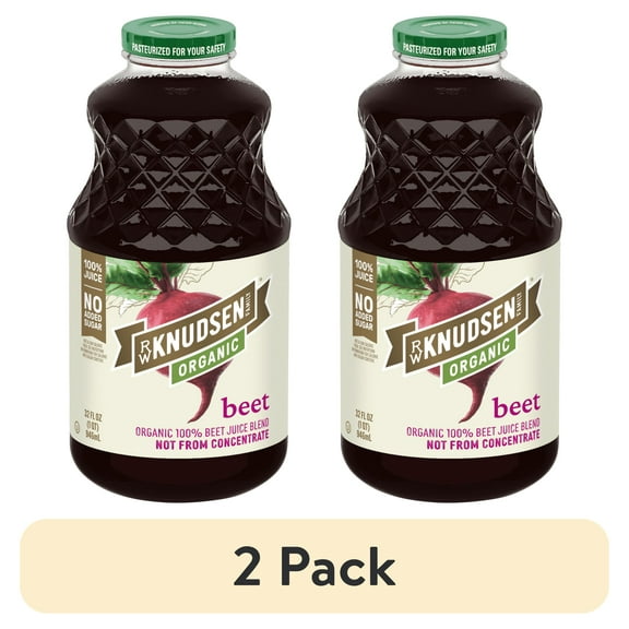 (2 pack) R.W. Knudsen Family Organic Beet Juice Blend, 32 oz, Glass Bottle, Shelf-Stable