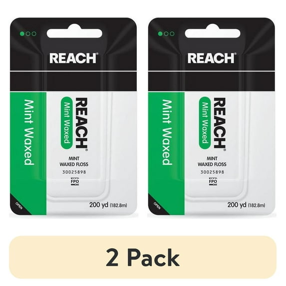 (2 pack) REACH DENTAL FLOSS MINT WAXED 200YD