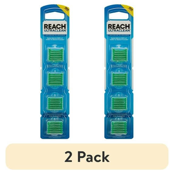 (2 pack) REACH Ultraclean Access Flosser Refill Heads for Better Oral Care, Mint, 28 Count