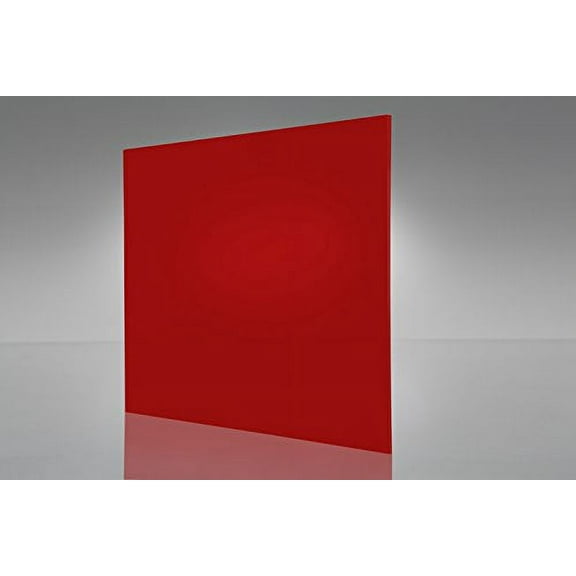 2 pack- RED ACRYLIC #2283- TRANSPARENT PLASTIC SHEET 1/8" Thick 12" X 12" Nominal