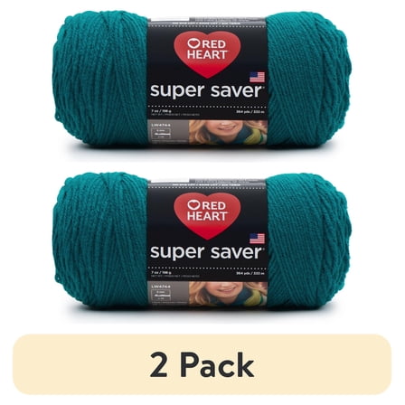 (2 pack) Red Heart® Super Saver™ #4 Worsted Acrylic Yarn, Realteal 7oz/198g 364yd