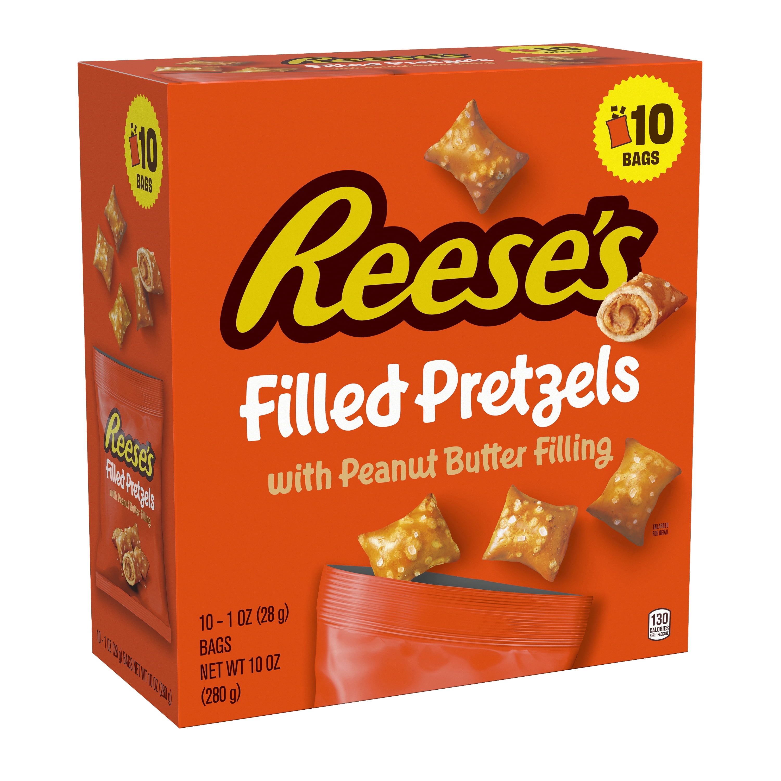 2 pack REESE'S Peanut Butter Filled Pretzels Multipack, 1 oz (10 Count)