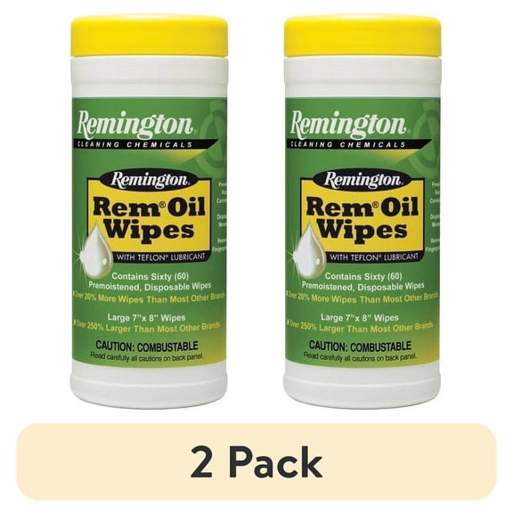 (2 pack) Remington Arms Accessories Rem Oil Pop-Up Gun Cleaning Wipes 7"x8"