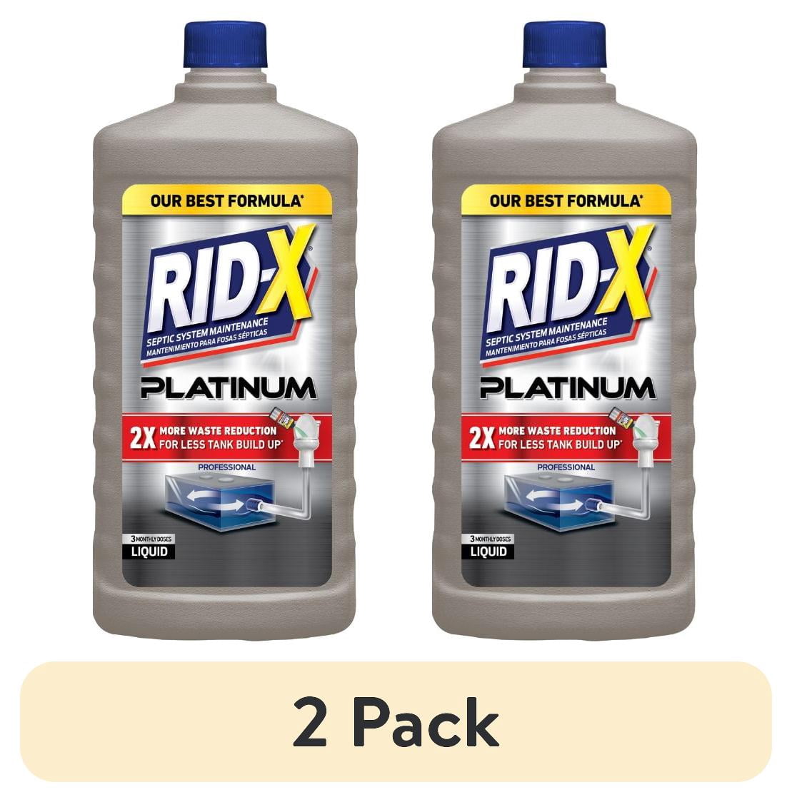 (2 pack) RID-X Septic Tank Treatment Platinum Liquid – 3 Month Supply - Our Best Formula with x2 More Waste Reduction