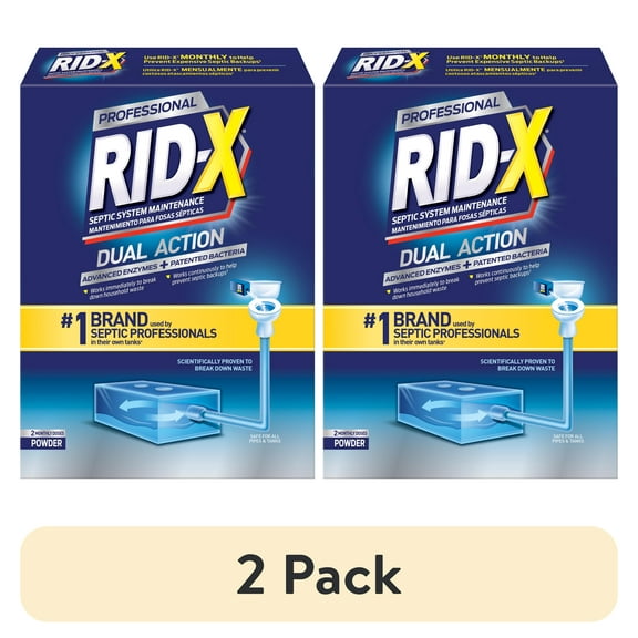 (2 pack) Rid-X Professional Septic Tank Treatment Powder, Dual Action, 2 Month Supply