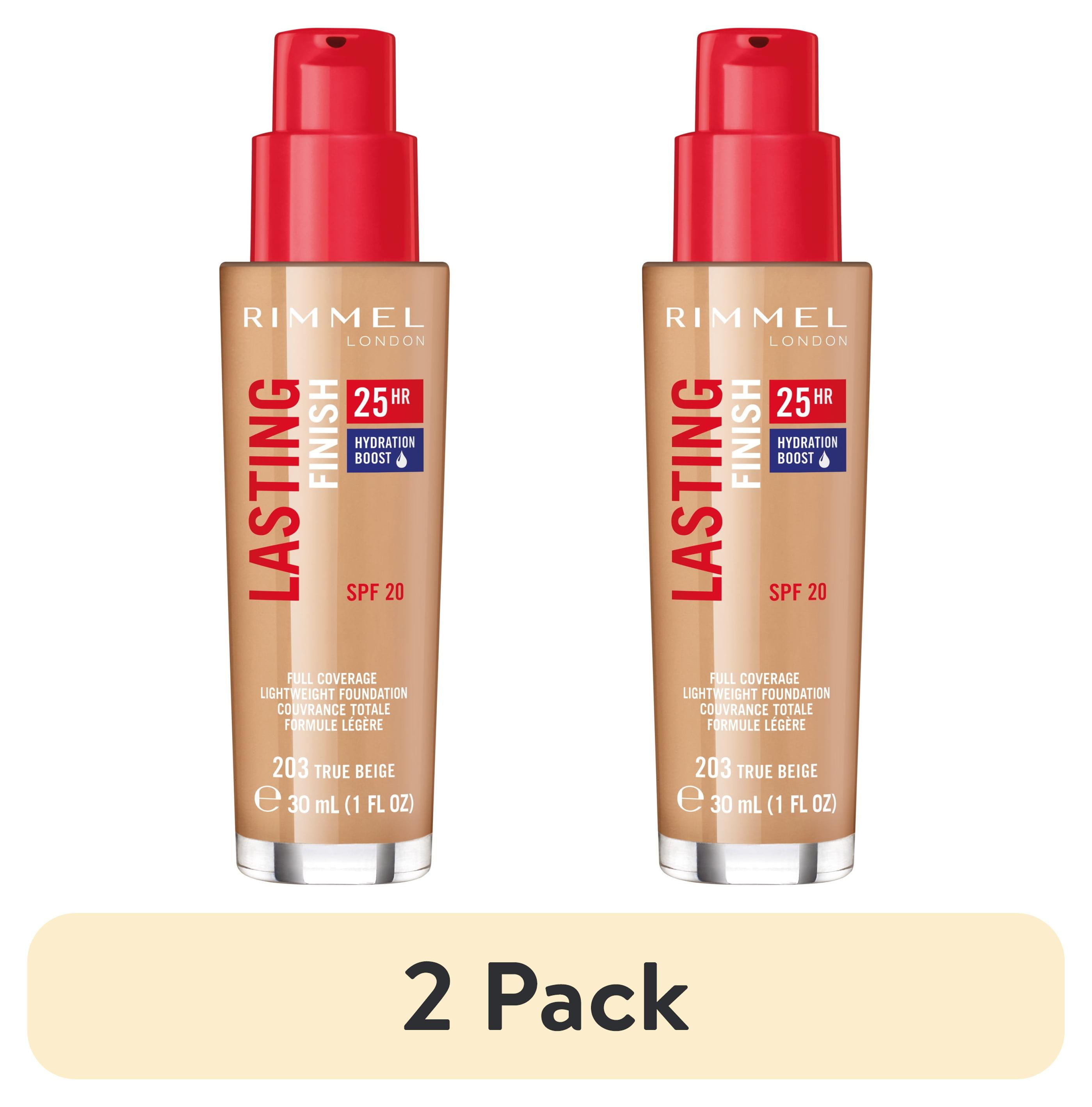 (2 pack) RIMMEL Lasting Finish 25Hr Liquid Foundation +SPF20, 203 True Beige, 1 fl oz