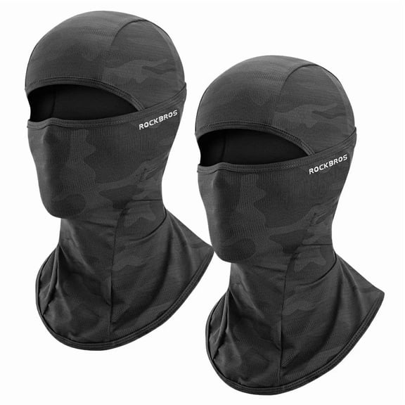 (2 pack) ROCKBROS Lightweight Balaclava Face Mask for Men Women, Cooling Hunting Facemask, for Motorcycle Cycling Hiking Outdoor Black