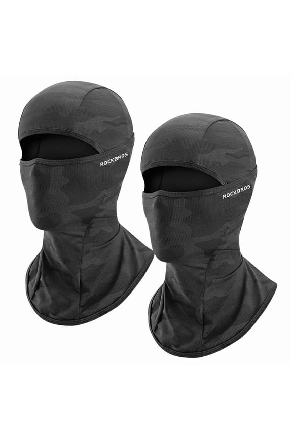 (2 pack) ROCKBROS Lightweight Balaclava Face Mask for Men Women, Cooling Hunting Facemask, for Motorcycle Cycling Hiking Outdoor Black