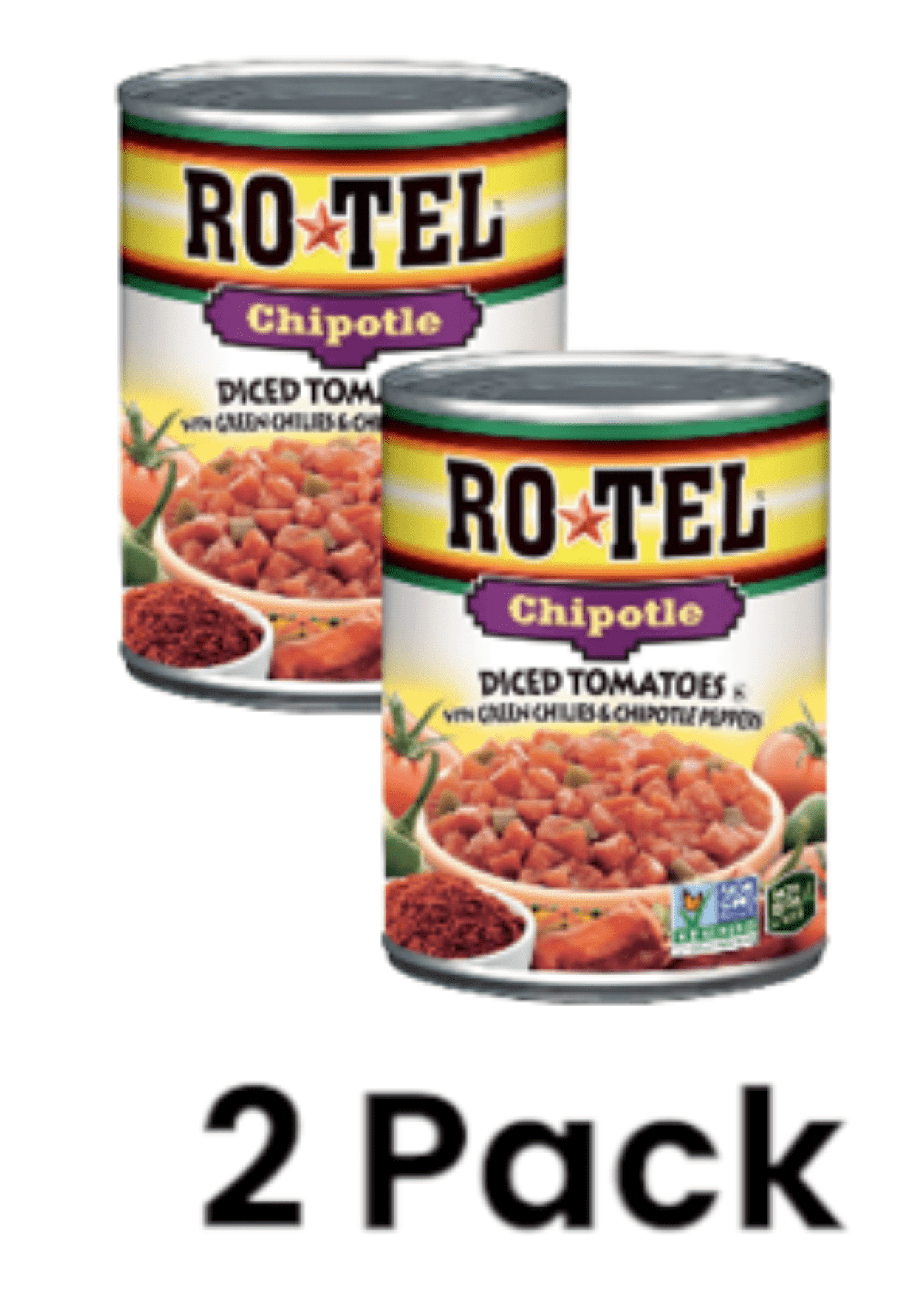 (2 pack) ROTEL Diced Tomatoes, Green Chilies & Chipotle Peppers, 10 oz