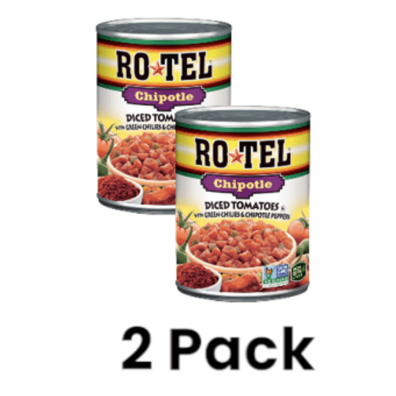 (2 pack) ROTEL Diced Tomatoes, Green Chilies & Chipotle Peppers, 10 oz