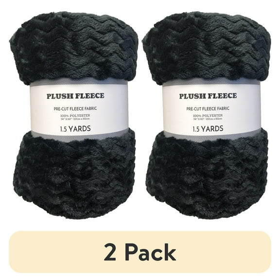 (2 pack) RTC Fabrics Chevron Fleece 60" x 1.5 yd 100% Polyester Pre-cut Fleece Fabric, Black