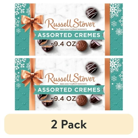 (2 pack) RUSSELL STOVER Christmas Assorted Crèmes in Milk & Dark Chocolate Gift Box, 9.4 oz. (17 Pieces)