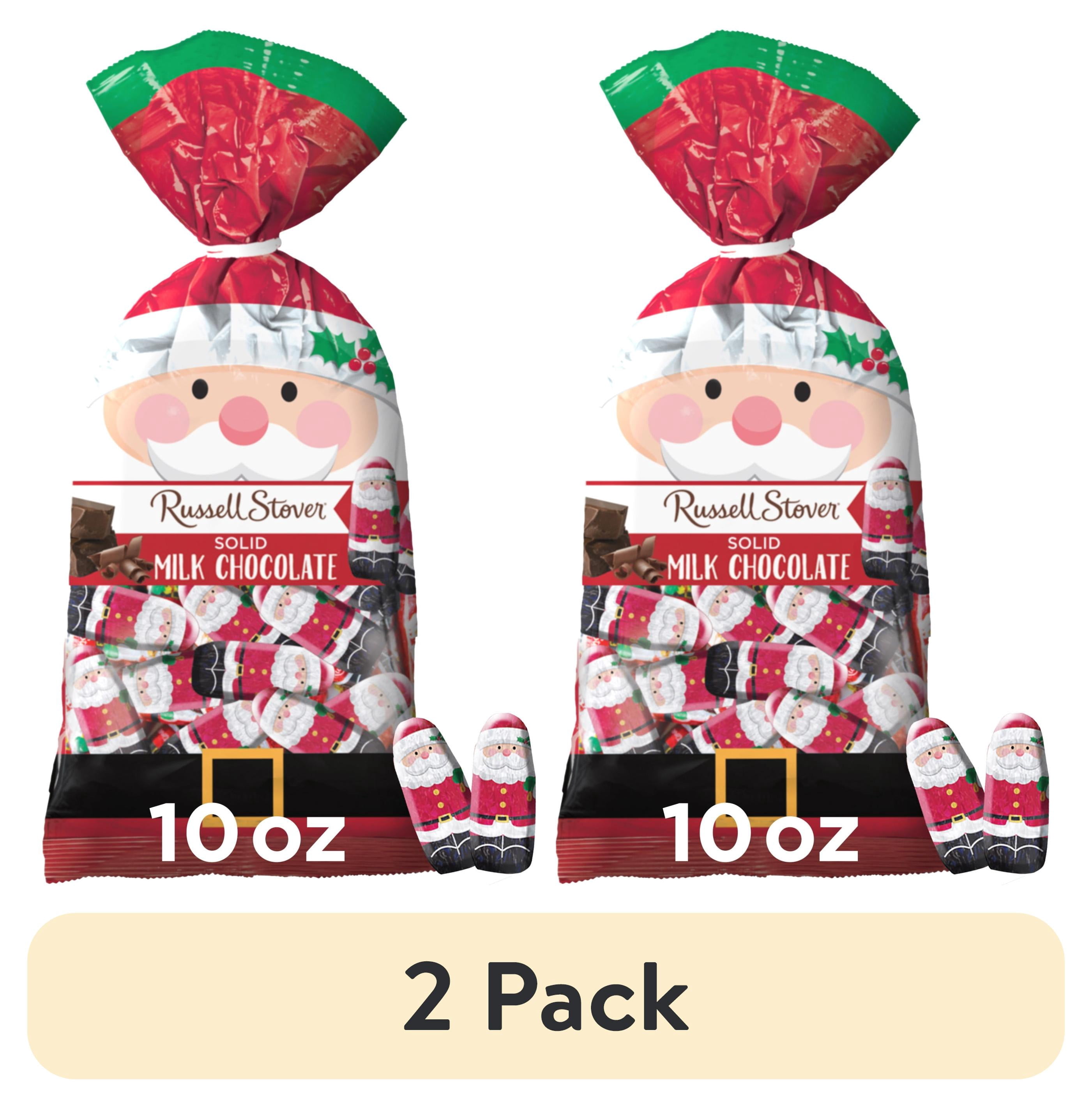 (2 pack) RUSSELL STOVER Christmas Foil-Wrapped Santas in Solid Mik Chocolate Gift Bag, 10 oz. (≈ 40 pieces)