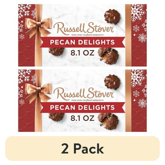 (2 pack) RUSSELL STOVER Christmas Milk Chocolate Pecan Delight Gift Box, 8.1 oz. (9 Pieces)
