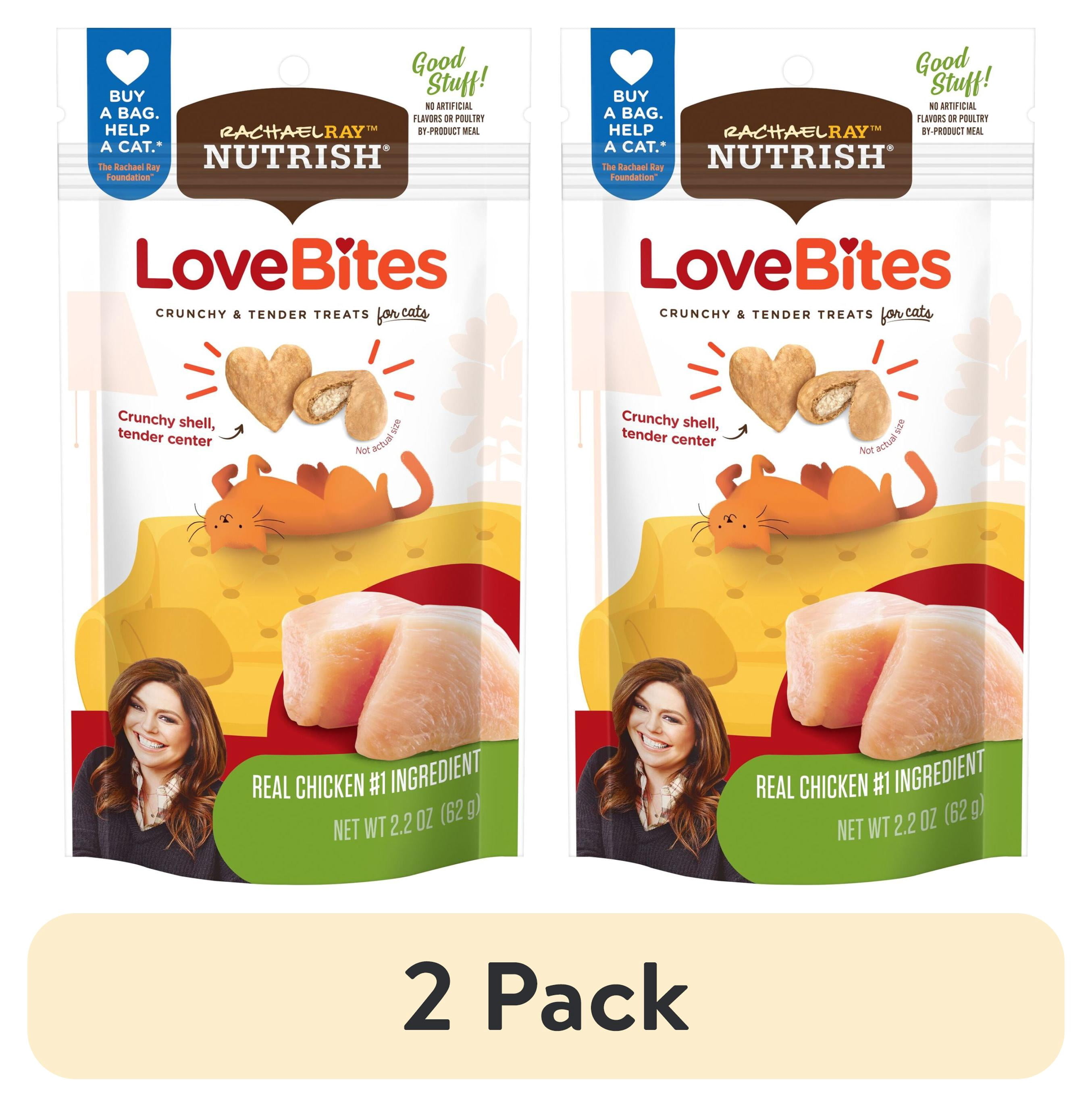 (2 pack) Rachael Ray Nutrish Love Bites Dry Cat Treats, Chicken, 2.2 oz. Bag