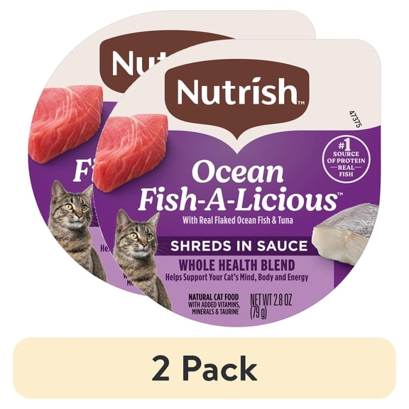 (2 pack) Rachael Ray Nutrish Natural Wet Cat Food, Grain Free, Ocean Fish-a-Licious, 2.8 oz Tub