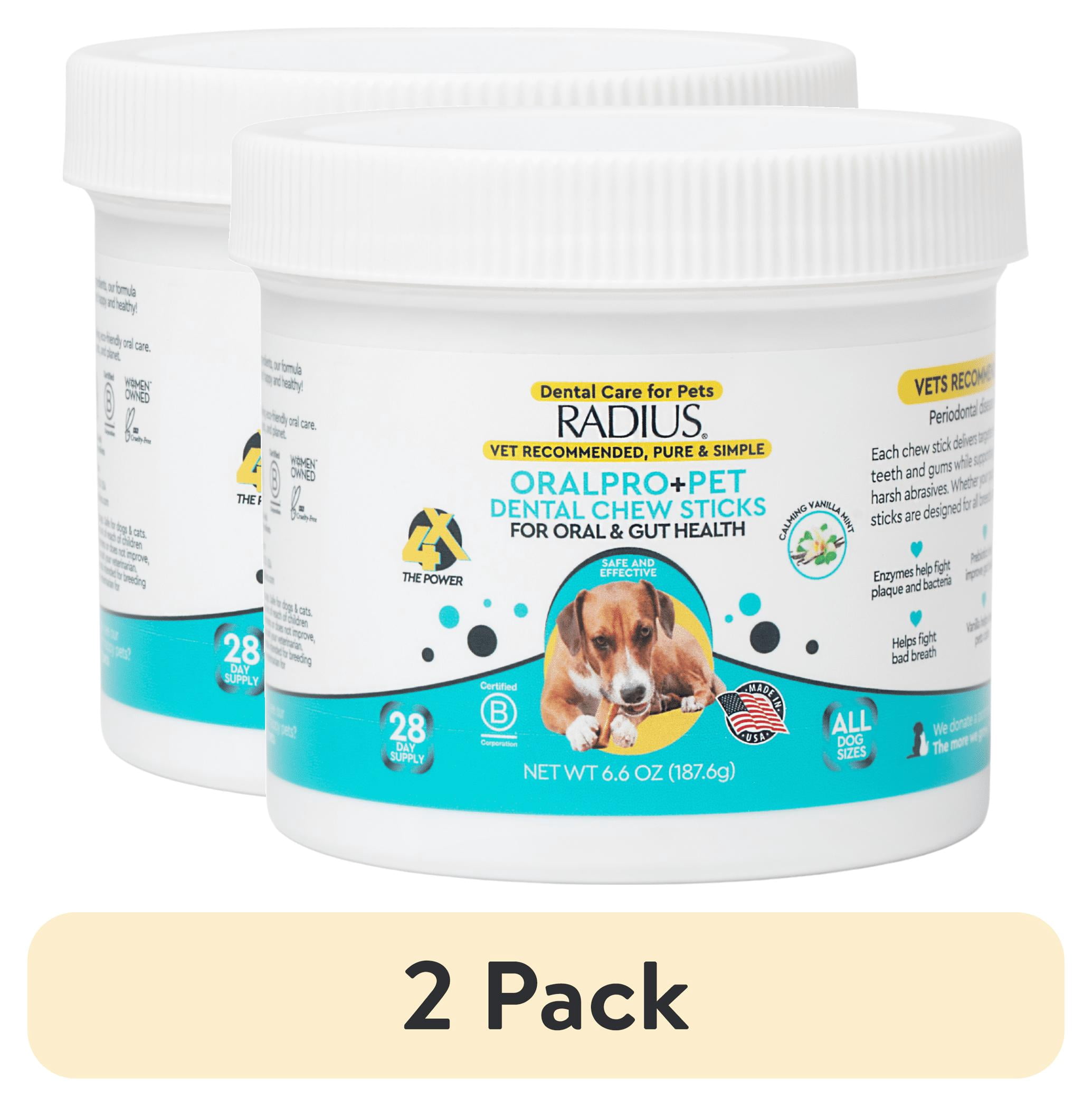 (2 pack) RADIUS OralPro+ Dental Chew Sticks for Pets, 28 Count - Oral and Gut Health