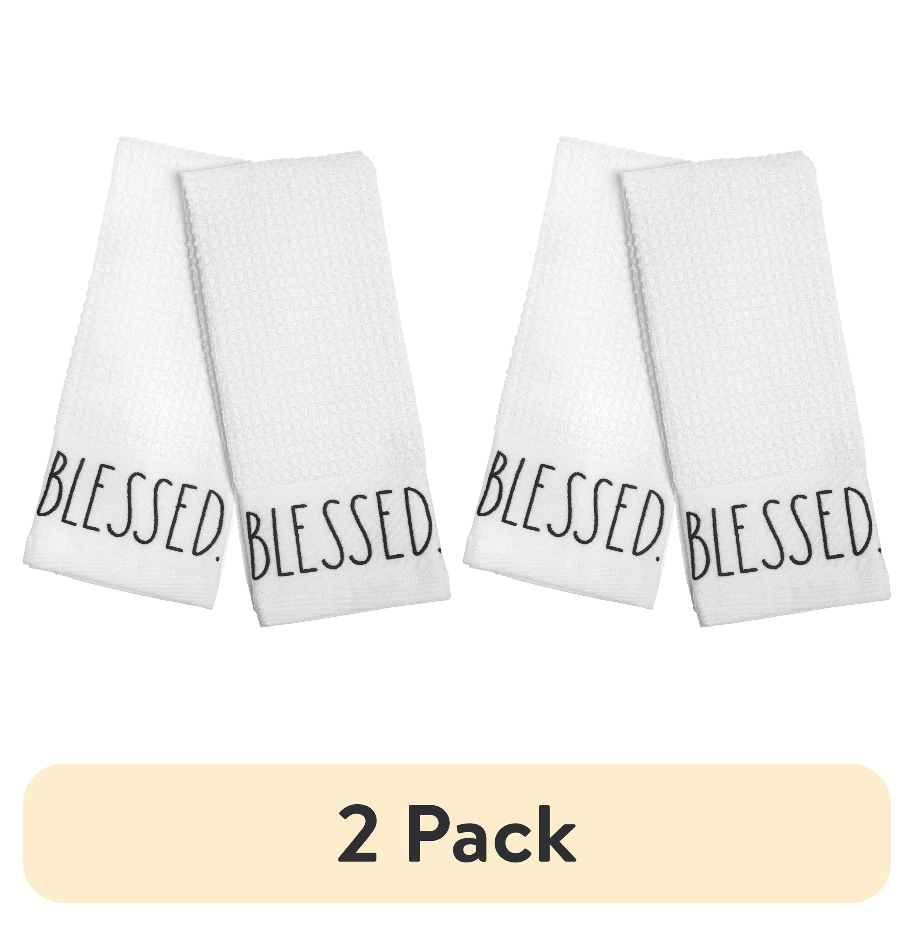 (2 pack) Rae Dunn Blessed Kitchen Towels, 3 Pack