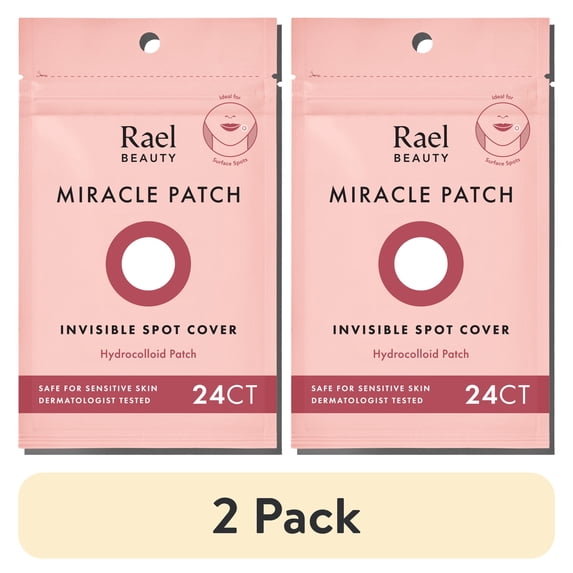 (2 pack) Rael Beauty Miracle Acne Patch Invisible Spot Cover, for All Skin Types, 24 Count