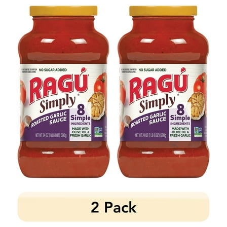 (2 pack) Ragu Simply Roasted Garlic Pasta Sauce, 24 oz