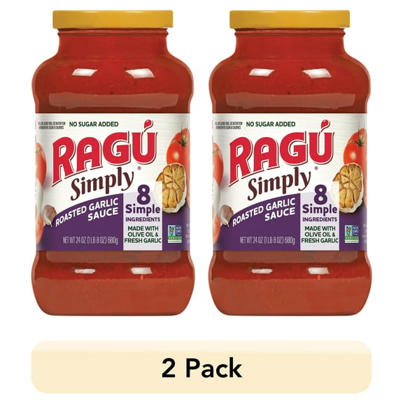 (2 pack) Ragu Simply Roasted Garlic Pasta Sauce, 24 oz