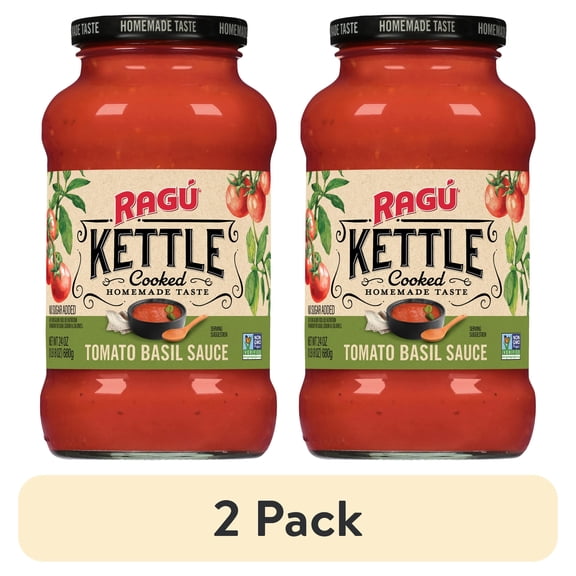 (2 pack) RAGU Kettle Cooked Tomato Basil Pasta Sauce, 24 oz
