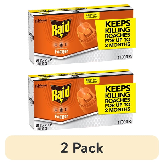 (2 pack) Raid Concentrated Deep Reach Pest Killer & Roach Fogger, 1.5 fl oz, 4 Count