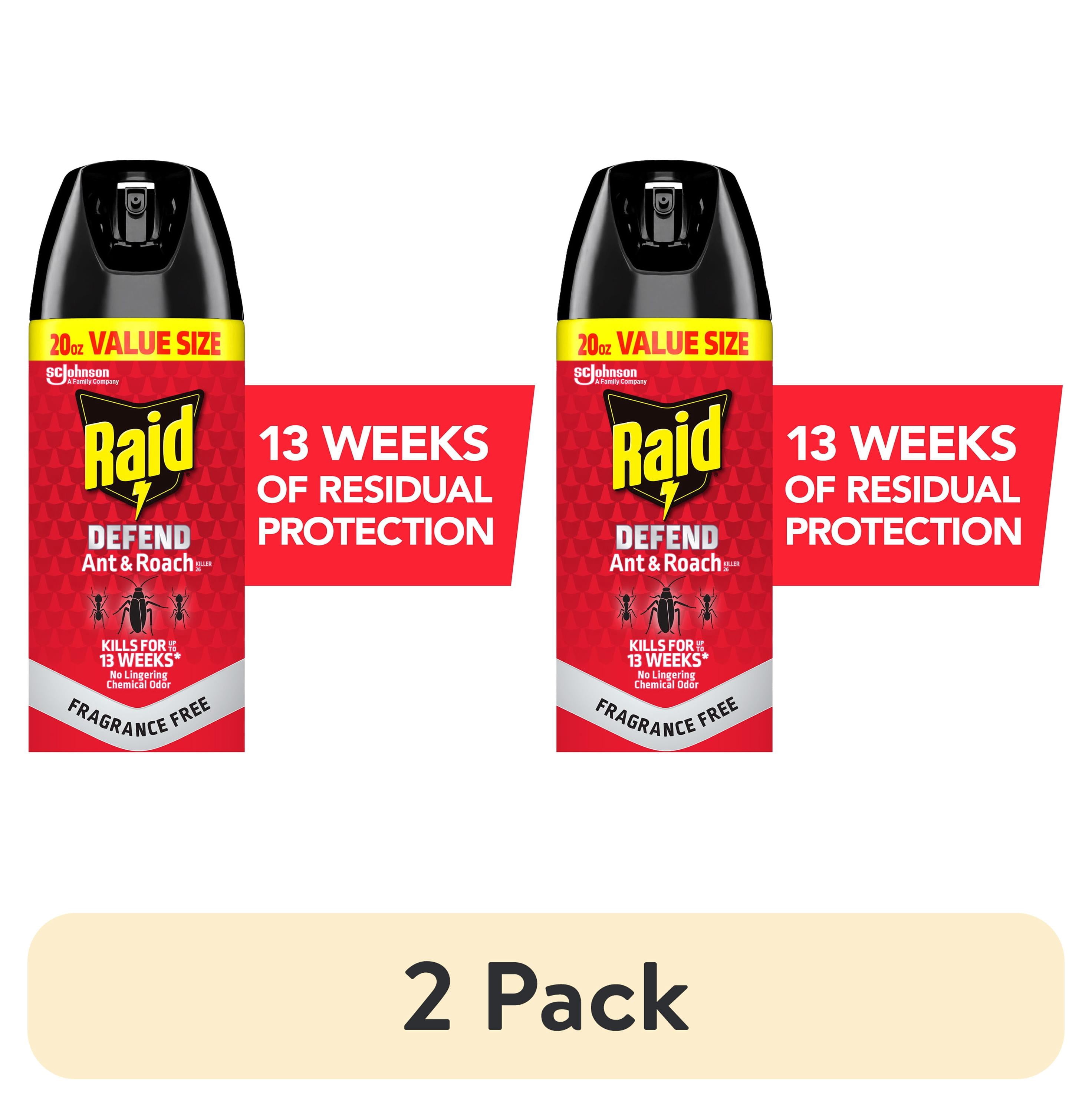 (2 pack) Raid Defend Ant and Roach Killer, Fragrance Free Indoor Home Bug Control Spray, 20 oz