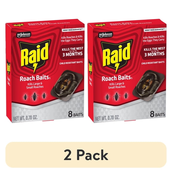 (2 pack) Raid Double Control Large Roach Baits, 8 Count