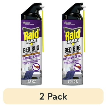 (2 pack) Raid Max Indoor Bed Bug Spray & Flea Inse Count Killer, Extended Prote Countion Foaming Spray, 17.5 oz