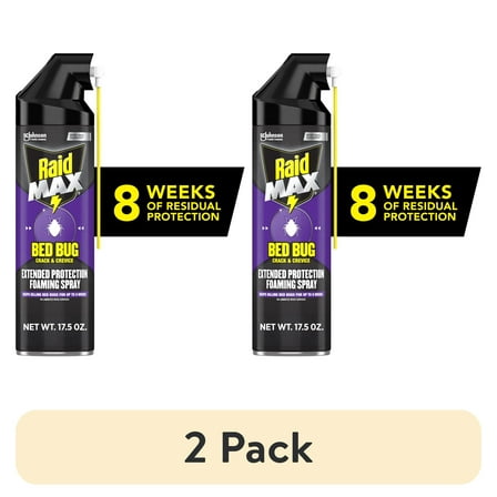 (2 pack) Raid Max Indoor Bed Bug Spray & Flea Insect Killer, Extended Protection Foaming Spray, 17.5 oz