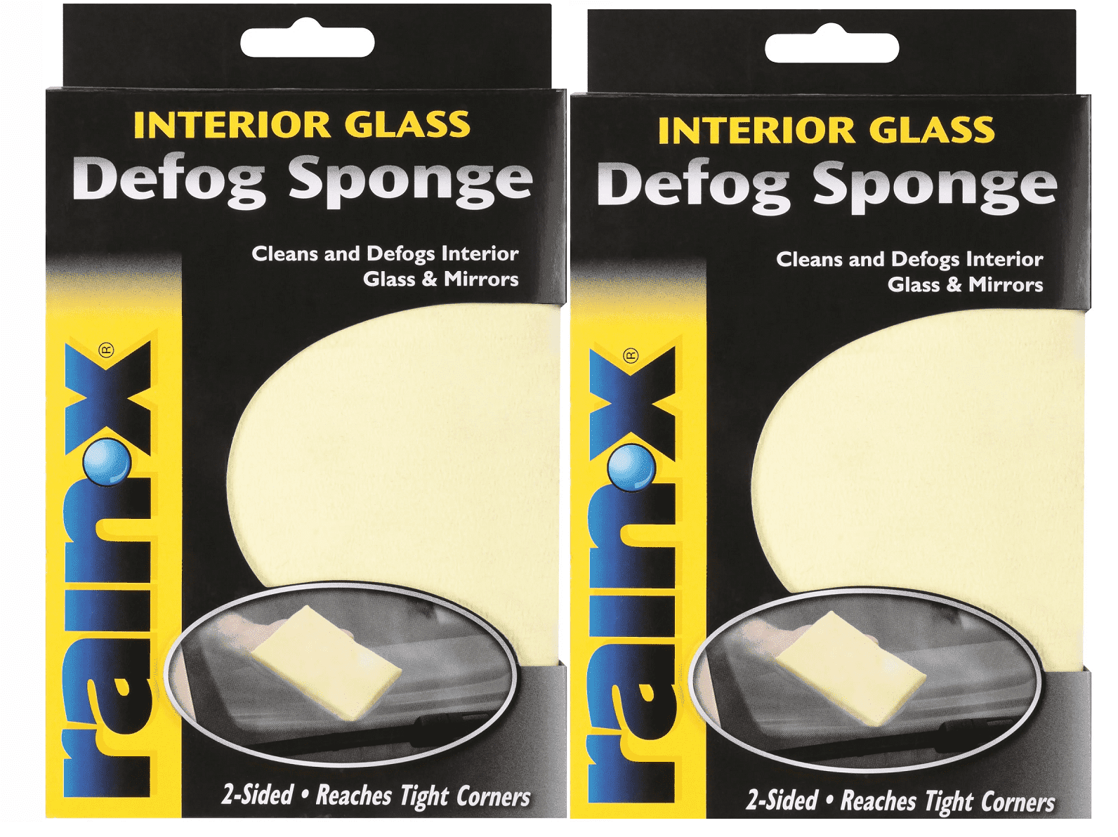 (2 pack) Rain-X Microfiber Glass Defogging Sponge For Window and Mirror, Blue and Yellow